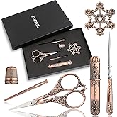 Kogyxe Embroidery Scissors Kits Include 2 Pairs Vintage Scissors | European Style Sewing Tools With Sewing Needle Case, Thimble, Threader, Complete Sewing Kit for Embroidery, Needlework