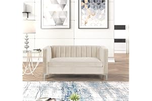 Morden Fort Velvet Accent Chair Loveseat and Contemporary Sofa Home Theater Seating Upholstered Accent Arm Modern Chesterfield Sofa Furniture Couch Set for Living Room Office Bedroom Apartment