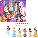 Mattel Disney Princess Toys, Small Doll Party Set with 6 Posable Dolls in Sparkling Clothing &amp; 13 Tea Time Accessories