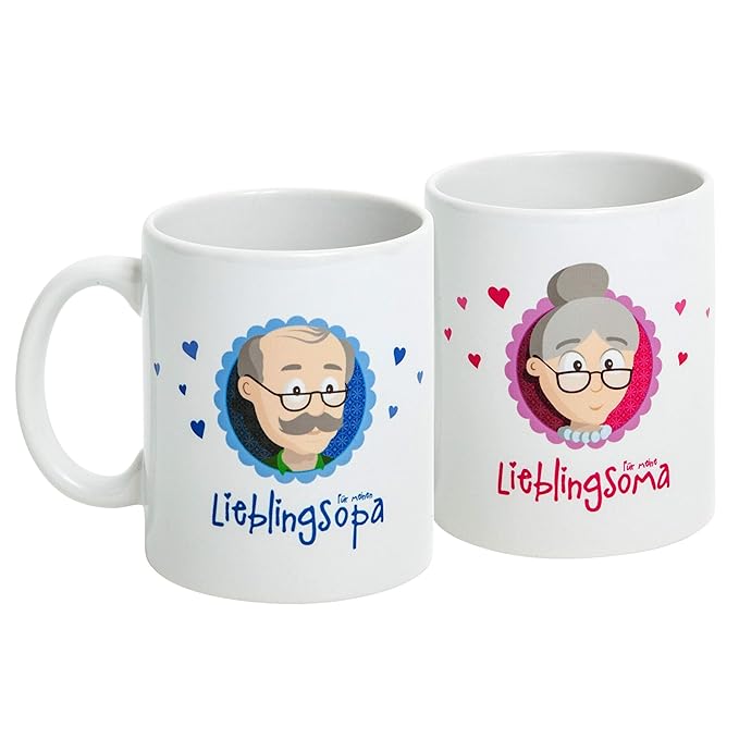 Oma Opa Geschenke * Geschenk für Oma und Opa * Oma Tasse und Opa Tasse Set 'Für meine/n Lieblingsoma/opa' als super Oma und O