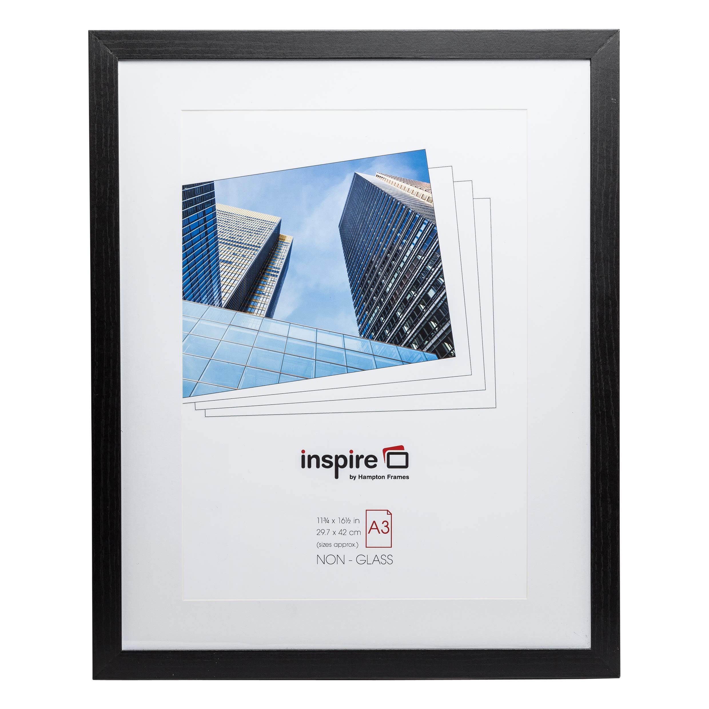 Hampton Frames COLUMBIA A3 (30x42cm) Black Picture Poster Photo Frame Acrylic (Non-Glass) COLA3MTNGX
