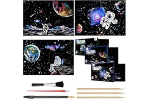 NAIHEY Scratch Painting Rainbow Scratch Art, Crafts for Adults Women & Teen Crafts Projects Kits, DIY Black Scratch Off Art Engraving Art Paper - 3 Pack 16 X 11.2 Inches (Starry Sky)