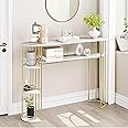 IDEALHOUSE Console Table Gold Sofa Tables Narrow Entryway Table with Storage and Shelves, 43.5” Behind Couch Table Hallway Table Modern Furniture for Living Room, Foyer, Bedroom