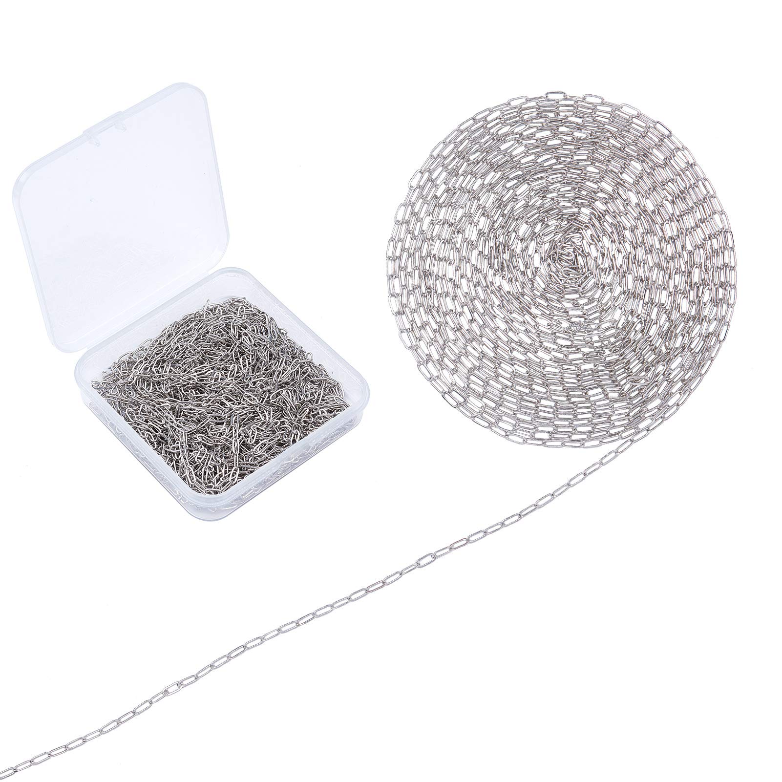 SUNNYCLUE 32Feet/10m Stainless Steel Paperclip Chains Link Spool Bulk Necklace Cable Chains Width 4.3mm for Women Jewelry Necklace Bracelet Pendant Making — image 1