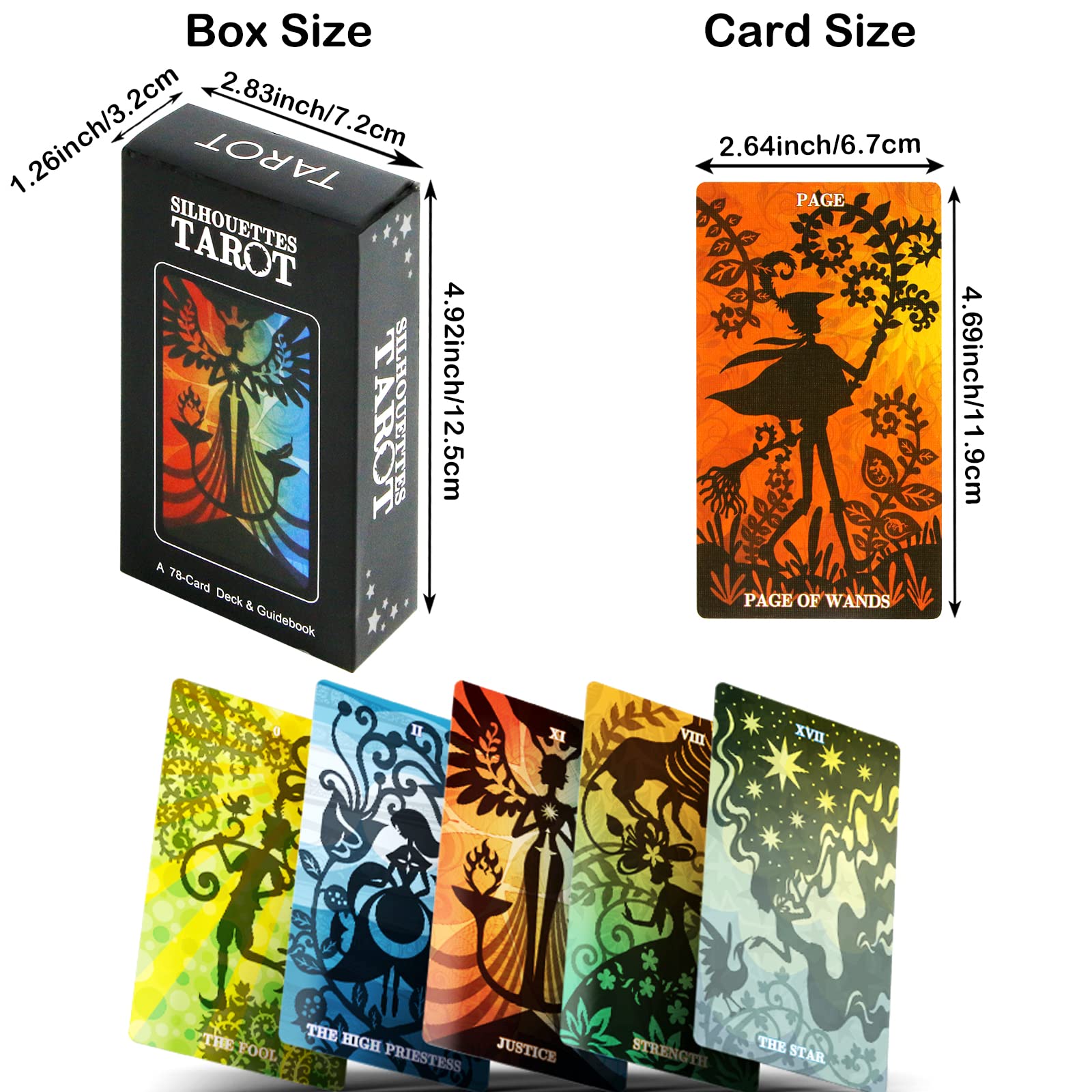 mrdiyshisha Silhouettes Tarot Deck - 83 Tarot Cards with Guidebook for Beginners (Include 5 Special Cards), Follow Rider-Waite-Smith Tarot System, Standard Size: 4.75