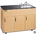 Ozark River Portable Sinks, Advantage 1D, Maple Laminate Cabinet-Laminate Countertop, Hot Water Hand Washing Station with Countertop & Storage Space, NSF-Certified Portable Sink with Tanks and Wheels