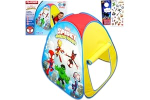 Spidey and Friends Pop Up Tent for Kids - Bundle with Marvel Play Tent for Boys and Girls Plus Stickers, More | Spidey and Hi