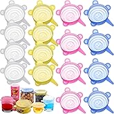 Patelai 16 Pack Silicone Jar Covers Same Size Silicone Jar Cap Stretch Lids Thicker Reusable Container Cover, Expandable Food Storage Covers Dishwasher and Freezer Safe 2.6-3.3 Inch(Multicolor)