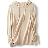 Ciovkis Women's Merino Wool Blend Hoodies 2025 Fall Winter Crewneck Sweatshirt Long Sleeve Knitted Sweater with Drawstring