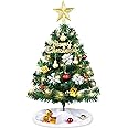 EverMerry 24 Inch Table Top Mini Christmas Tree Set, Christmas Table Decor with Warm-White LED Lights, Star Topper, Gift Boxes Ornaments & Hanging Ornaments, Small Christmas Tree with Lights