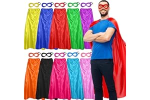 D.Q.Z Bulk Superhero-Capes and Masks for Adults Super Hero Capes Group Costume Halloween Dress Up Team Spirit Party,10 Pack