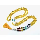Energized 7 Chakra mala Hand Knotted 108 mala beads necklaces - Japa mala - Buddhist prayer beads - Meditation beads - Healing crystals for men women (Yellow Jade 3rd chakra Solar Plexus chakra mala)