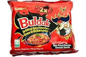 HACK Buldak Bokeum Ramen 5PCS Hot Spicy Fire Noodle New spiciest Standard shipping, 4.93 oz (5 pack) (Premium pack)