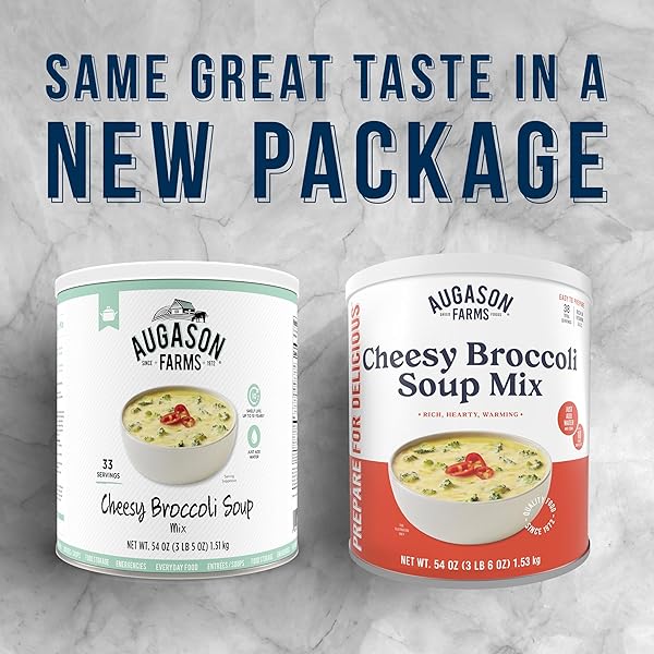 AUGASON FARMS CHEESY BROCCOLI SOUP MIX CAN, EMERGENCY FOOD SUPPLY, EVERYDAY MEALS, 38 SERVINGS