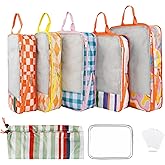 Xmzsdz 7 Pcs Compression Packing Cubes for Travel Luggage, Lightweight Suitcase Organizer Bags Set, Compression Packaging Cube for Travel Essentials, Packing Cubes for Carry on Suitcase