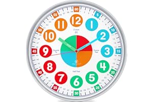 OWLCONIC Telling Time Teaching Clock for Kids - Educational Analog Wall Clock for Bedrooms, Playroom, Classroom Learning - Silent Kids Wall Clock for Learning to Tell Time