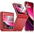 BSNRM for Motorola Razr Plus 2023 Case, Built-in Screen Protector & Hinge Protection & Ultra Thin Matte PC Shockproof Phone Cover Smartphone Case for Moto Razr Plus 2023 (Red)
