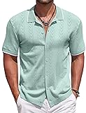 COOFANDY Knit Button Down Shirt Short Sleeve