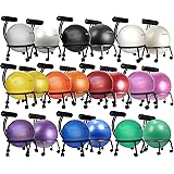 Isokinetics Inc. Brand Adjustable Fitness Ball Chair - Metal Frame - 2 Frame Finishes - Exclusive: 60mm (2.5") Wheels - Multiple Ball Color Choices - Adjustable Base and Back Height