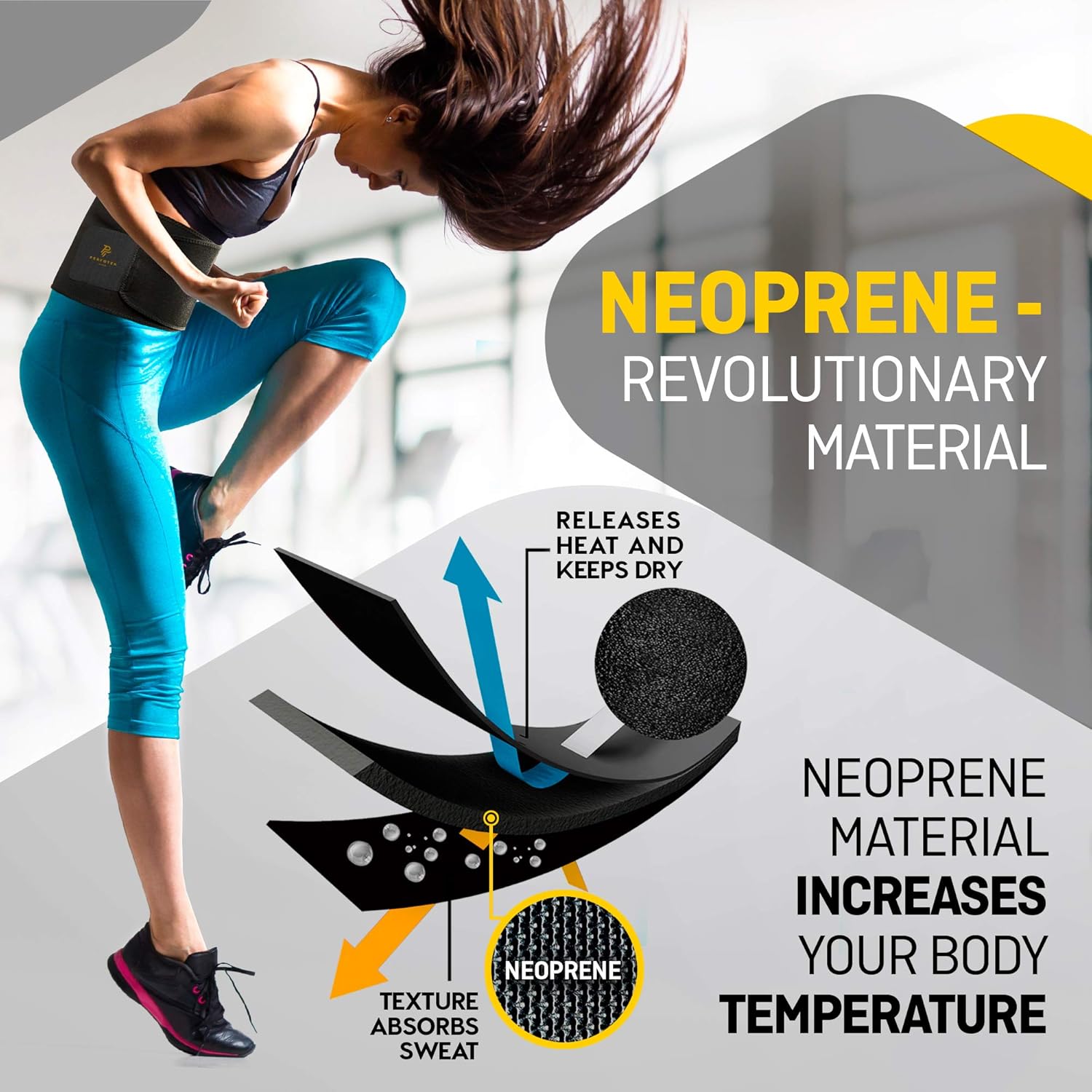 Perfotek Waist Trimmer Belt, Sweat Wrap, Stomach Slimmer, Low Back and Lumbar Support with Sauna Suit Effect, Best Abdominal Trainer (Black): Clothing
