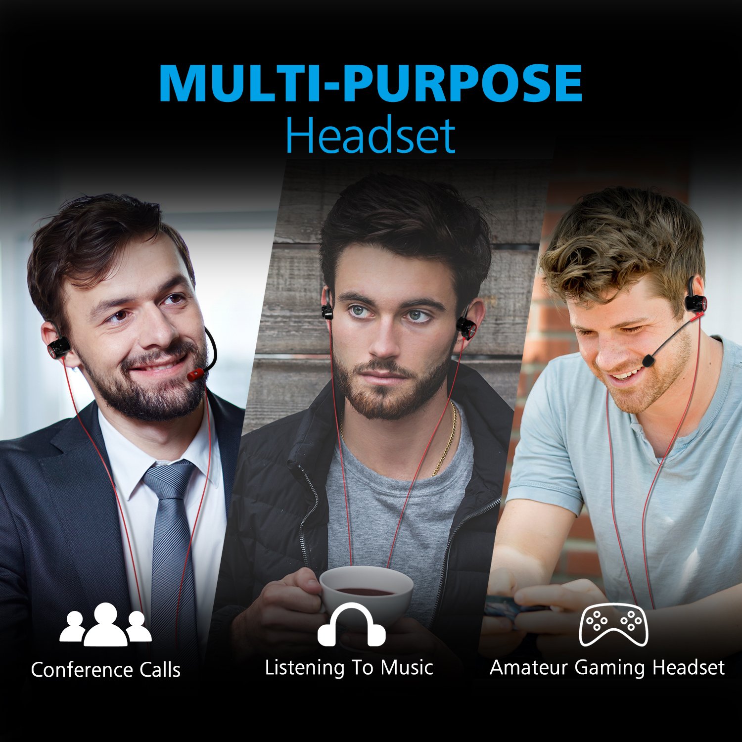 Professional Mobile Gaming Headset, Headphones with Dual Microphone, Dual Driver,Noise Cancelling, High-fidelity Stereo Earphones, Comfort-Fit for Smart Phone/PC/Nintendo Switch/XboxOne/PS4 (Red)