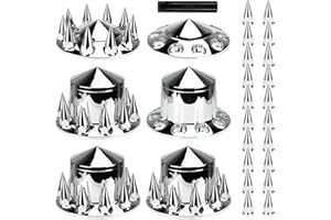 Aeagle Axle Cover Combo Kits for Semi Truck Hubs w/Screw-On 33mm Lug Nut, Spike ABS Plastic Chrome Plated, 2 Front & 4 Rear, 10 Hole Removable Caps, 6Pcs