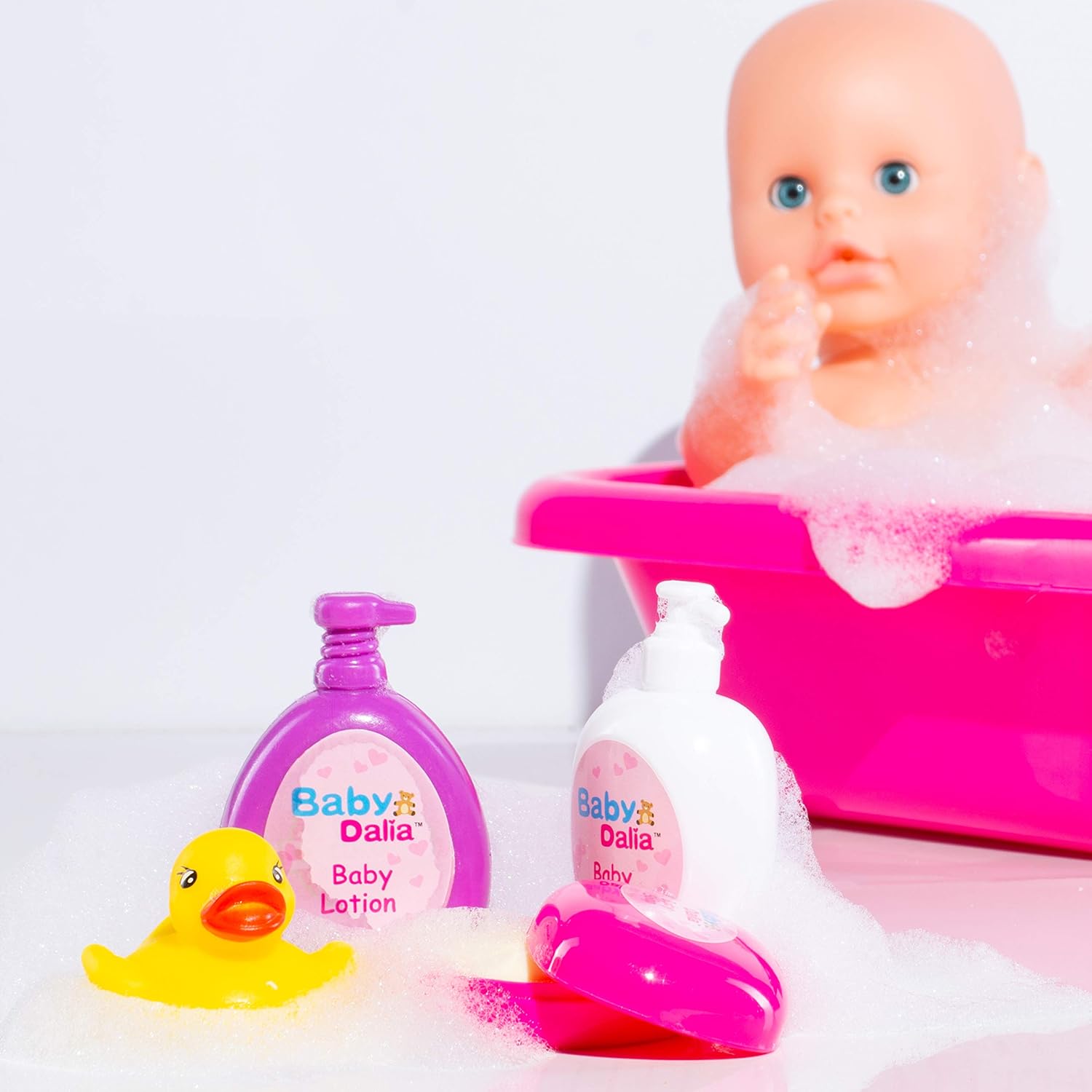 Prextex 8 Piece Doll Bath Set with Doll, Bathtub, Robe and Bath Accessories - Baby Dalia Doll Bathing Gift Set for Boys and Girls: Toys & Games