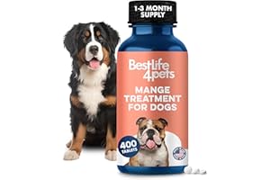Mange Treatment for Dogs, Natural Dog Itching Skin Relief for Demodectic & Puppy Mange, Mites, Canine Scabies, Helps Dogs Ski