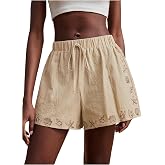 RoseSeek Women's Summer Vacation Flowy Boho Print Floral High Waisted Short | Flowy Shorts with Drawstring for Summer Tropical Vacation,Smooth Light Weight Beach Shorts