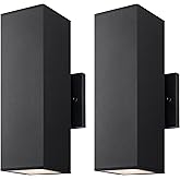 mirrea Modern Outdoor Porch Light Patio Light in 2 Lights with Aluminum Rectangular Tube and Tempered Glass Cover Waterproof 