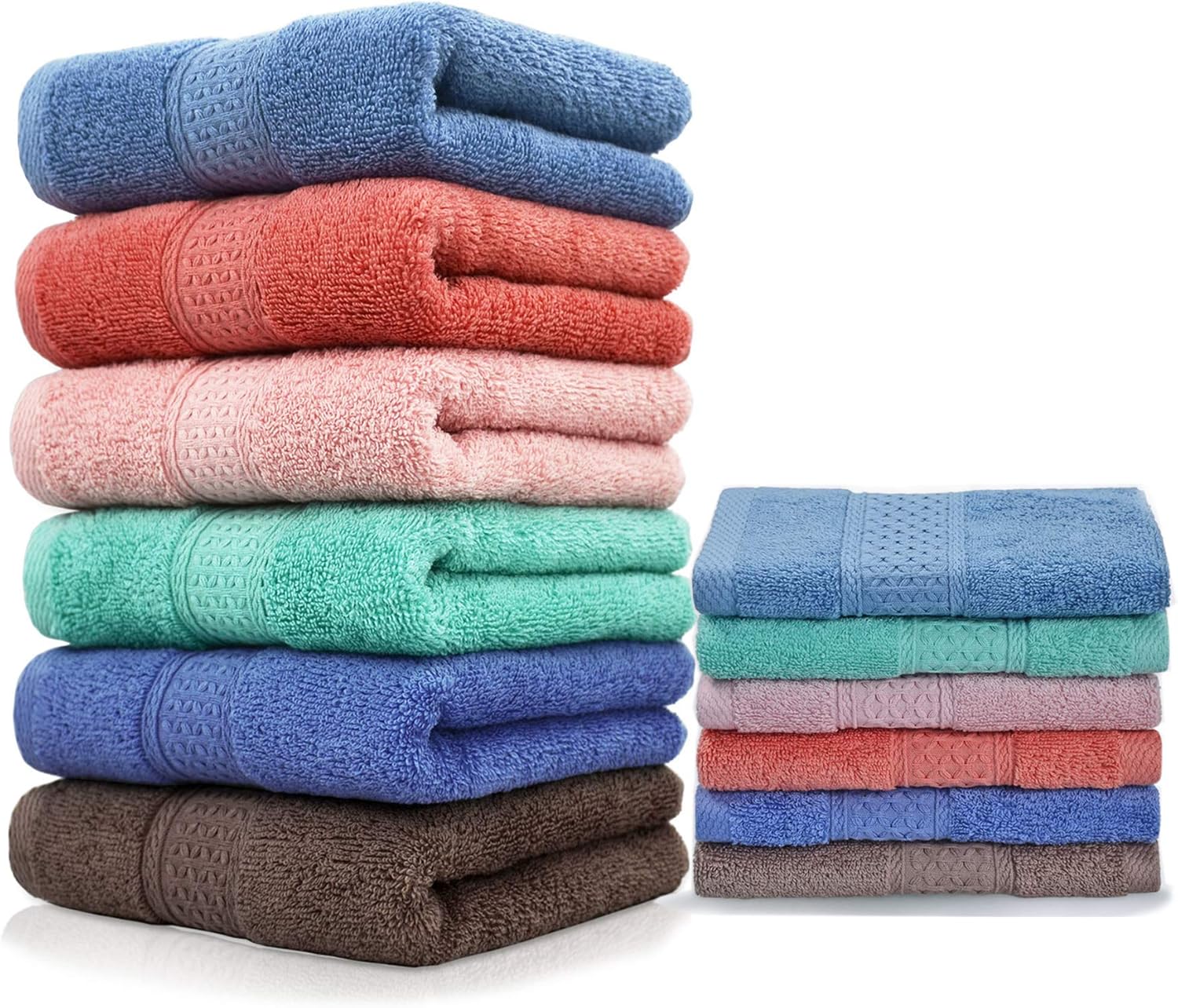 Cleanbear Hand Towels and Washcloths Set Bathroom Towels