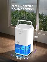 PureMate 1400ml Electric Dehumidifier Ultra Quiet Auto Shut Off LED view 2