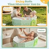 Orzbow Foldable Baby Bath Tub Green Easy Clean Safe Durable view 6