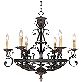 kathy ireland La Romantica Dark Bronze Brown Chandelier Lighting 32 1/2" Wide Vintage Industrial Candelabra 6-Light Fixture for Dining Room House Foyer Kitchen Entryway Living Bedroom Home