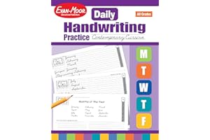 Evan-Moor Daily Handwriting Practice Contemporary Cursive, Kindergarten-Grade 6, Homeschooling and Classroom Resource Workbook, Penmanship, Writing, Letter Placement, Spacing, Alphabet Synonyms
