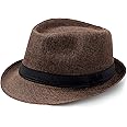 BABEYOND Straw Felt Fedora Hat for Men Panama Trilby Hat Short Brim Summer Sun Hat