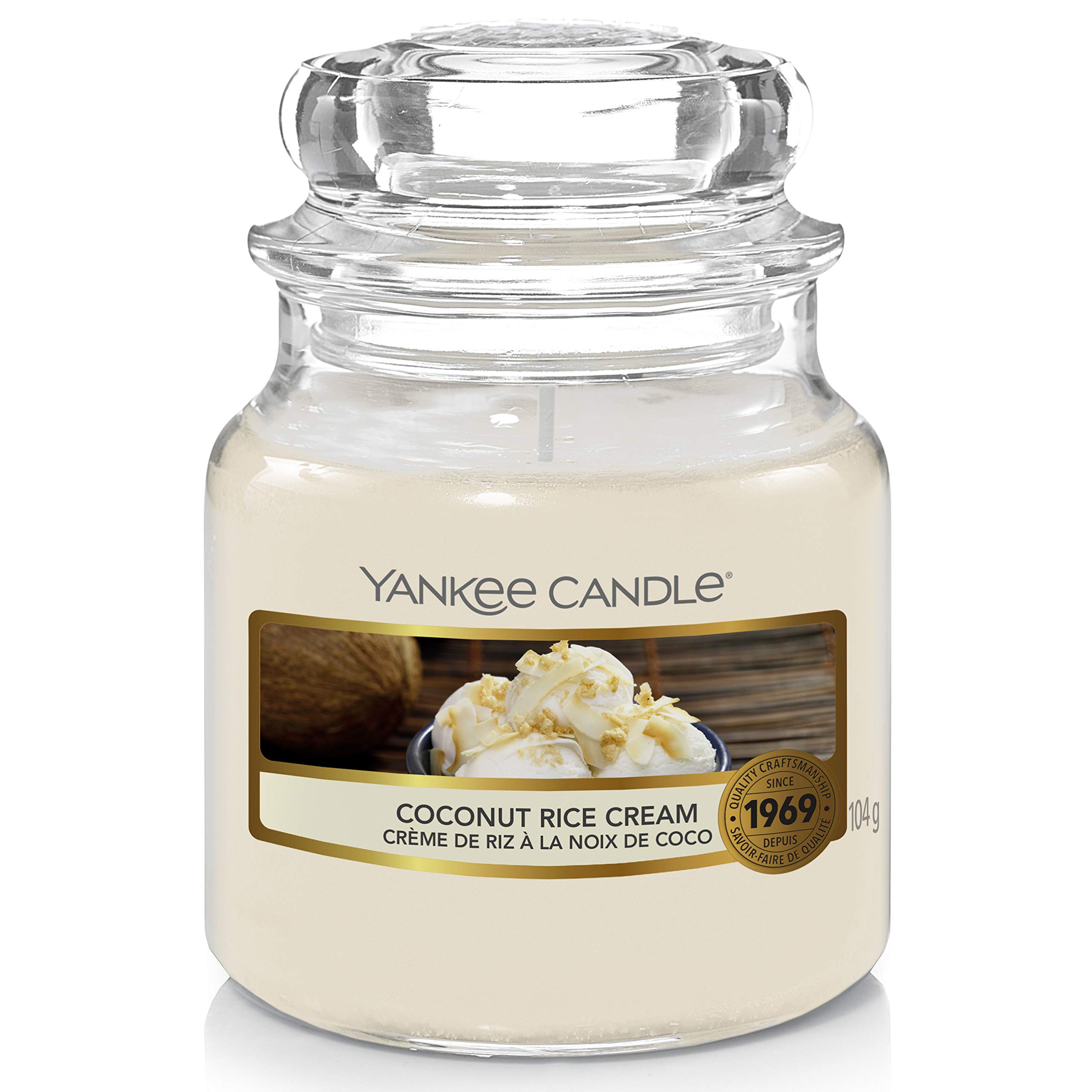 Yankee Candle Scented Candle, Coconut Rice Cream Small Jar Candle, Burn Time: up to 30 Hours