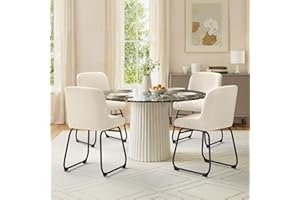 LUE BONA Breathable Dining Room Chairs Set of 4, Modern Upholstered Kitchen Chairs with Padded Back & Thick Metal Legs for Di