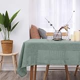 Deconovo Large Faux Linen Table Cover 51x110in Mint Green Water Resistant view 2