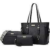 Women Fashion Synthetic Leather Handbags Tote Bag Shoulder Bag Top Handle Satchel Purse Set 4pcs