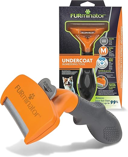 Furminator Premium Outil De Toilettage Pour Chiens De Taille Moyenne à Poils Longs Elimine 90 Des Poils Morts Nettoyage En 1 Clic Conçu Et