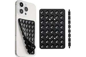 Sucky Double-Sided Silicone Suction Phone Case Mount – Dual-Sided Sticky Phone Grip for Mirrors, Windows, & Gym – Hands-Free Holder for Selfies & TikTok – for iPhone & Android (Black)