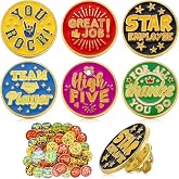Zeyune 48 Pcs Employee Recognition Appreciation Pins, Reward Style | 3/4 Inch Lapel Pins for Staff, Motivational Awards with 6 Designs, Gold Enamel for Monthly Recognition, Bulk Gifts