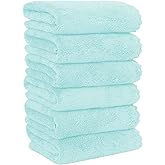 MOONQUEEN 6 Pack Premium Hand Towels - Quick Drying - Microfiber Coral Velvet Highly Absorbent Towels - Multipurpose Use as Hotel, Bathroom, Shower, Spa, Hand Towel 16 x 28 inches (Frozen Blue)