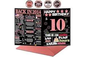Joycard 10th Birthday Card with Envelope, 10th Birthday Decorations for Girls, 10th Birthday Gifts for Daughter, Happy Birthday Cards for 10 Year Old Granddaughter, Funny Gift Idea, Back in 2014