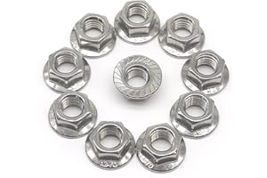 M10 x 1.5mm Flange Nuts, binifiMux Diameter 10Pcs Serrated Hex Flange Lock Nuts 304 Stainless Steel