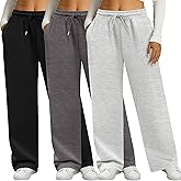 Neer 3 Pack Women's Sweatpants with Pockets, High Waisted Casual Yoga Pants Cozy Lounge Drawstring Loose Wide Leg Jogger