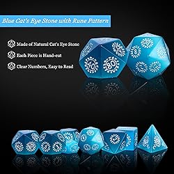 UDIXI Natural Blue Cat's Eye Stone DND Dice Set
