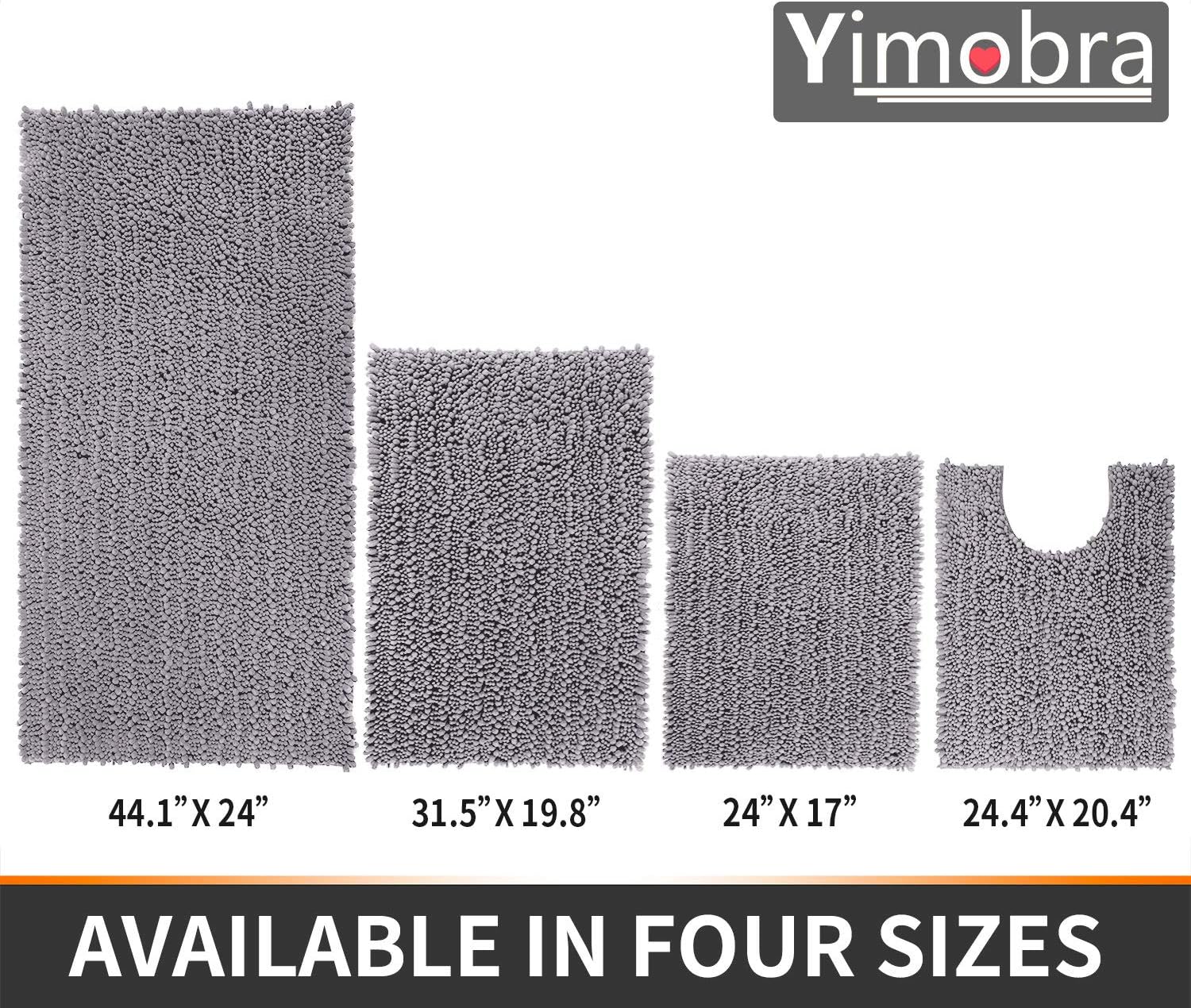 Yimobra Original Luxury Shaggy Bath Mat, 24 x 17 Inches, Soft and Cozy, Super Absorbent Water, Non-Slip, Machine-Washable, Thick Modern for Bathroom Bedroom, Gray: Home & Kitchen