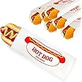Paper Hot Dog Bags (100 Pack) - Microwavable, Leak Resistant Sleeves for Food Stands, Food Trucks, Take Out, Delivery - Stock Your Home